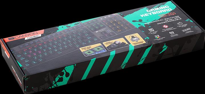 Actual product image Canyon Mechanical gaming keyboard Nightfall CND-SKB7-US, Black Switch, LED, US layout (US, Cable)