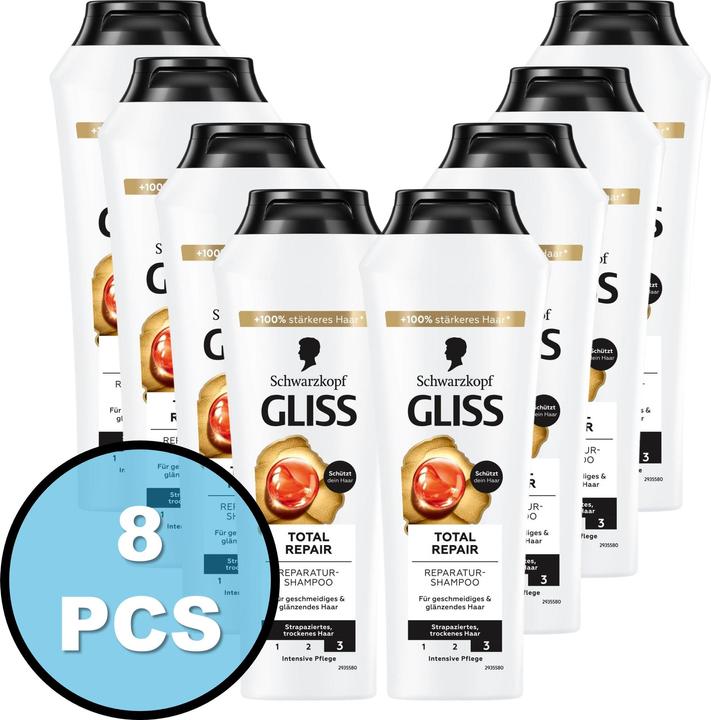 Immagine prodotto Schwarzkopf 8xKur Shampoo 250ml Riparazione Totale (250 ml, Shampoo liquido)
