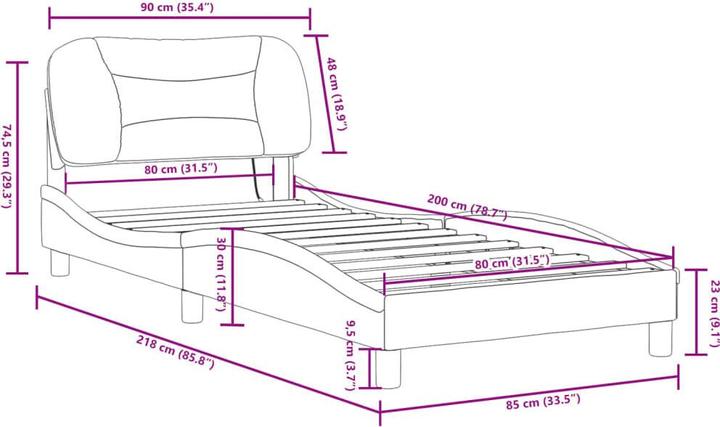 Produktbild VidaXL Bettgestell mit LED Stoff (80 x 200 cm)