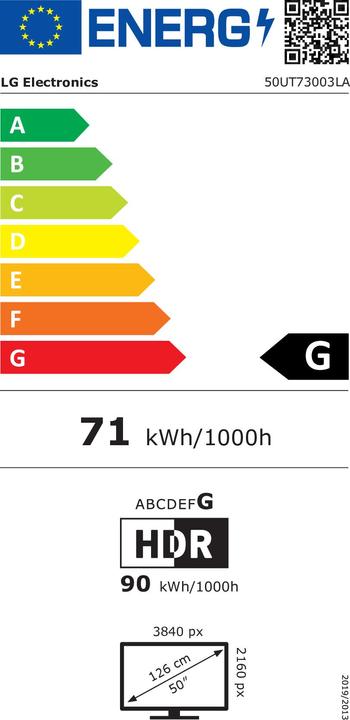 Energie-Label LG TV 50UT73003LA (50", UT73, LED, UHD, 2024)