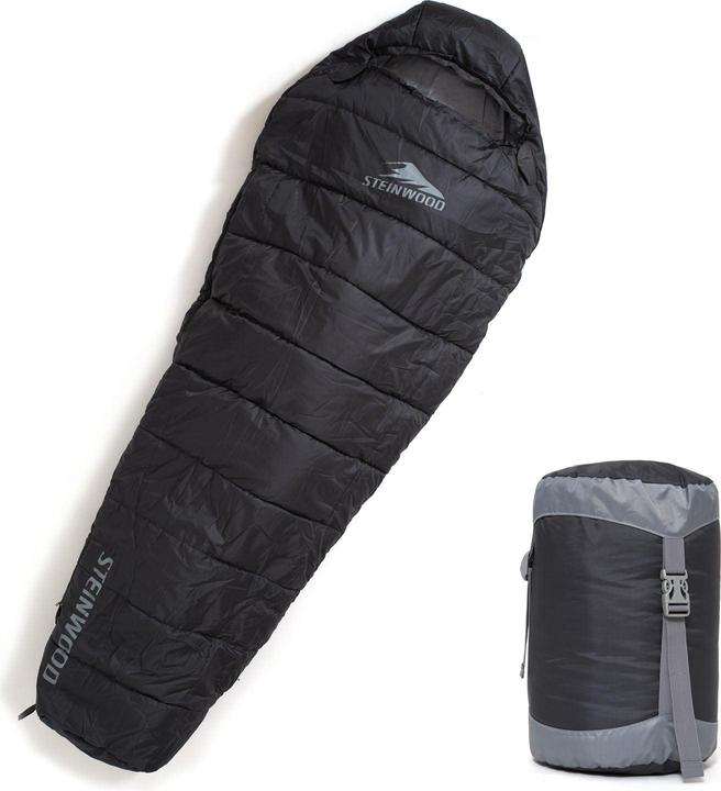 Produktbild Steinwood Premium 3-4 Season Schlafsack 210cm, Koppelbar, extra Breit, Outdoor, Anthrazit (210 cm)