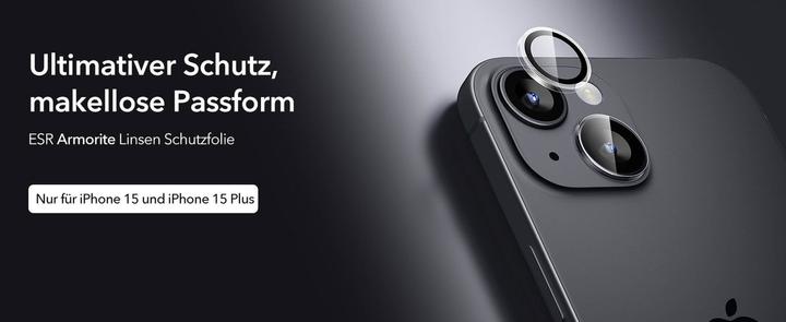 Productafbeelding ESR Armorite cameralens bescherming (1 Stuk, Apple iPhone 15 Plus, Apple iPhone 15)