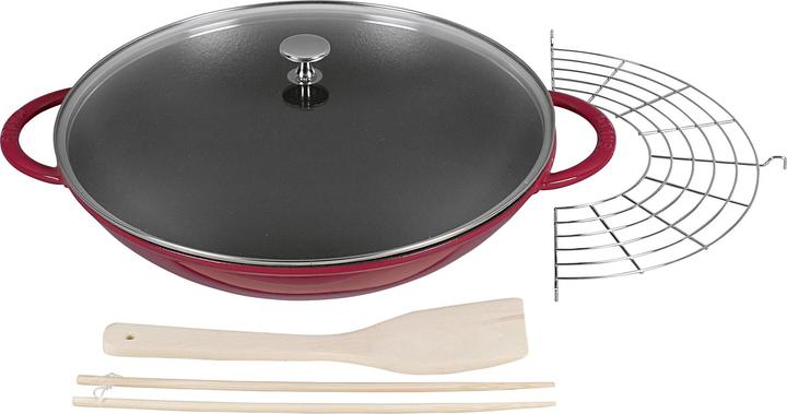 Produktbild Staub Wok mit Glasdeckel (37 cm, Wok Pfanne, Gusseisen)