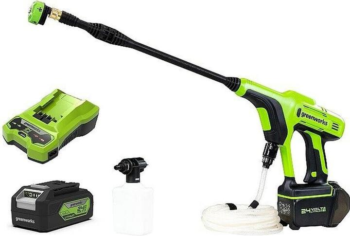 Greenworks 24V Myjka ciśnieniowa G24PWK4 - Zestaw ładowarka + akumulator 4Ah - 5105307UB (Akkubetrieb)