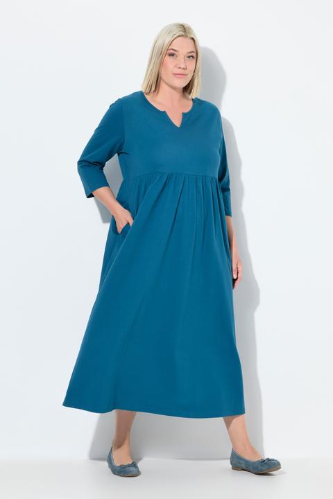 Produktbild Ulla Popken Jerseykleid, A-Linie, Tunika-Ausschnitt, 3/4-Arm (56)