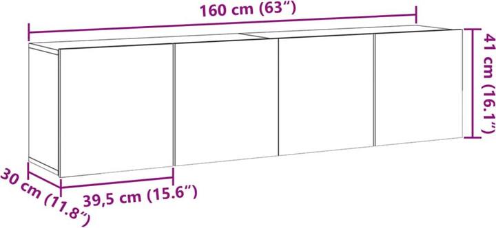 Image du produit VidaXL Meubles TV muraux 2 pcs. Aspect ancien (80 x 30 x 41 cm)