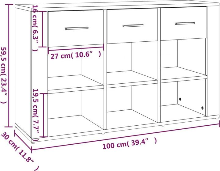 Produktbild VidaXL Sideboard Grau Sonoma 100x30x59,5 cm Holzwerkstoff,Farbe (100 x 30 x 59.5 cm)