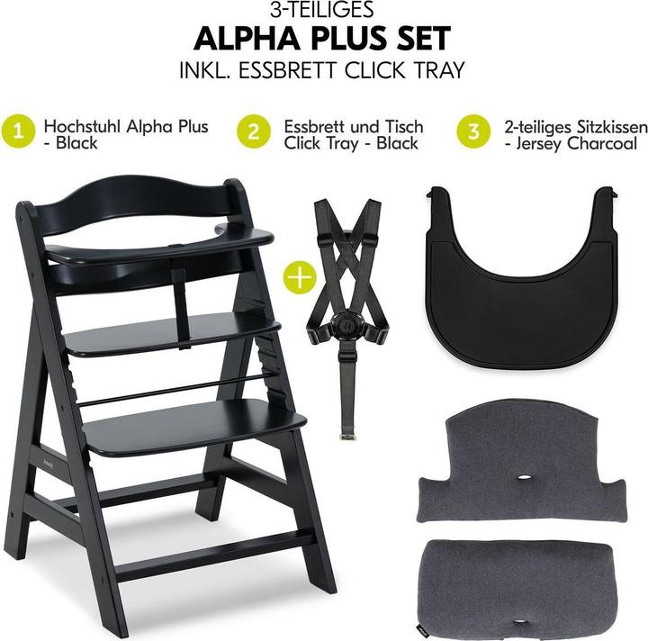 Actual product image Hauck Hochstühle Hochstuhl Alpha Plus Black - im Sparset inkl. (Highchair)