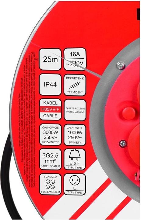 Produktbild Vertex Verlängerungstrommel (25 m, 2.50 mm²)