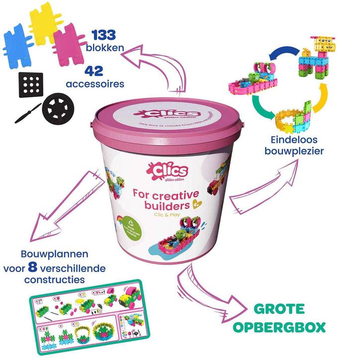 Produktbild Clics Building Blocks - Glitzerbaukasten 8in1