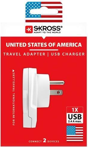 Produktbild Skross Reiseadapter World USA mit USB Ladegerät, Anzahl Pole
