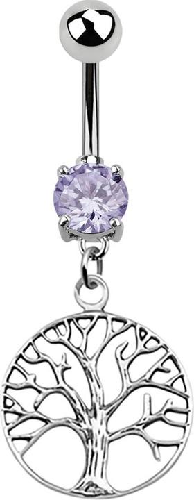Star Piercing Banane silber mit Anhänger Baum lavendel (Chirurgenstahl 316L, ohne Messing, 925 Sterlingsilber)