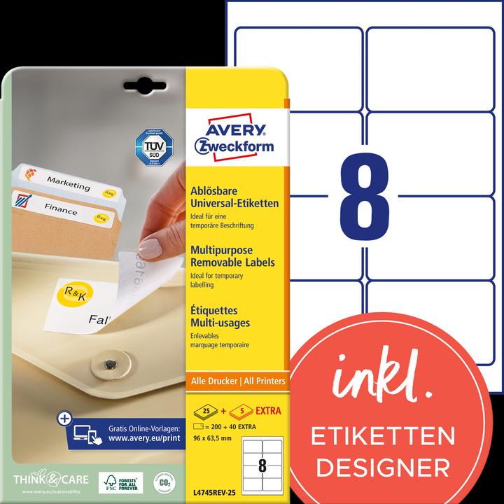 Avery Universal-Etiketten, ablösbar