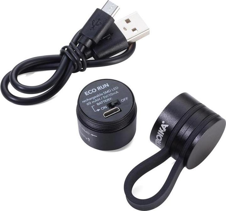 Produktbild Troika ECO RUN Taschenlampe mit LED-Licht, 3 Leuchtfunktionen, inkl. Ladekabel, schwarz (3.60 cm)