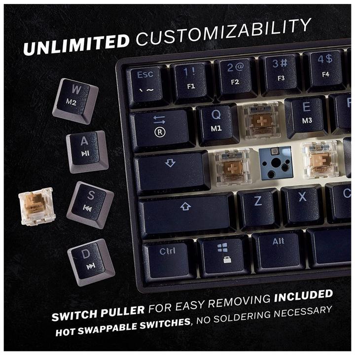 Actual product image HK Gaming Keyboard GK61 RGB Black with Gateron Mechanical Yellow Switches (mini 60% US Layout) (DE, Cable)