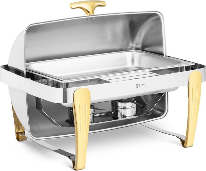 Produktbild Royal Catering Chafing Dish Warmhaltebehälter Speisenwärmer Brennpaste GN 1/1 Rolltop-Haube 9 L