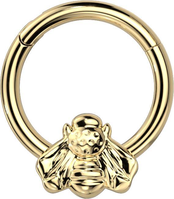 Actual product image Star Piercing Micro Segment Ring hinged gold plated bee (without brass, Titanium G23)