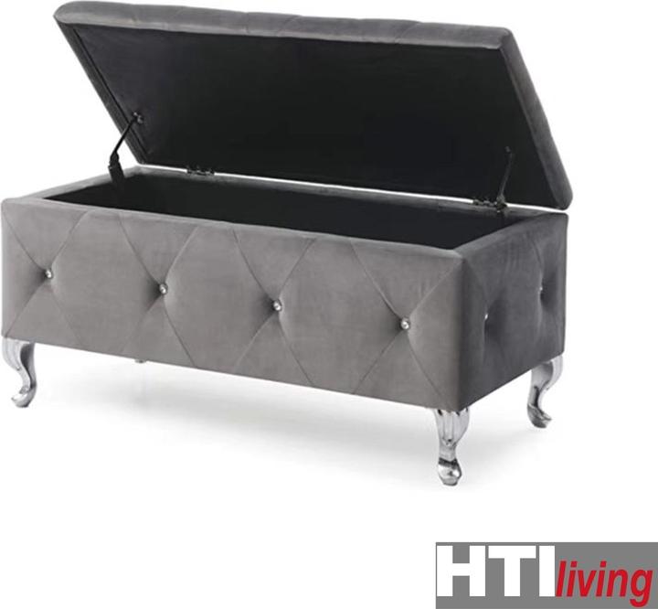 Produktbild HTI-Living Gepolsterte Sitzbank mit Truhe Grau (96 cm)
