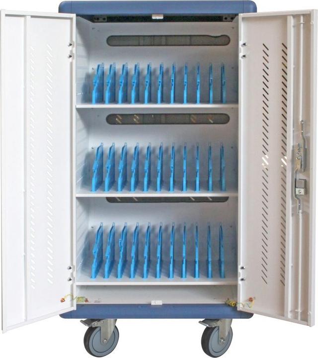 Actual product image Techly Ventilated Charging Station Trolley 30 Notebook or Smartphone Black/Grey