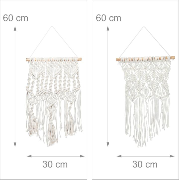 Productafbeelding Relaxdays 2-delige macramé wandhanger (30 x 1,5 x 60 cm)
