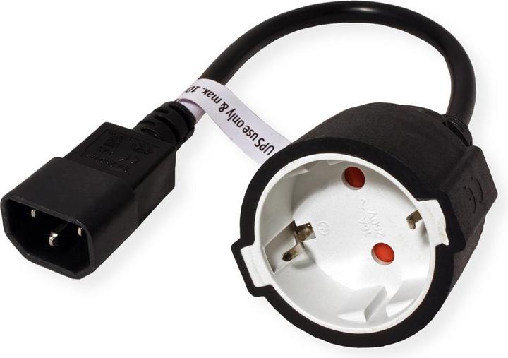 Actual product image Value Power cable, C14 plug to grounding contact socket, black, 0.3 m (0.30 m)