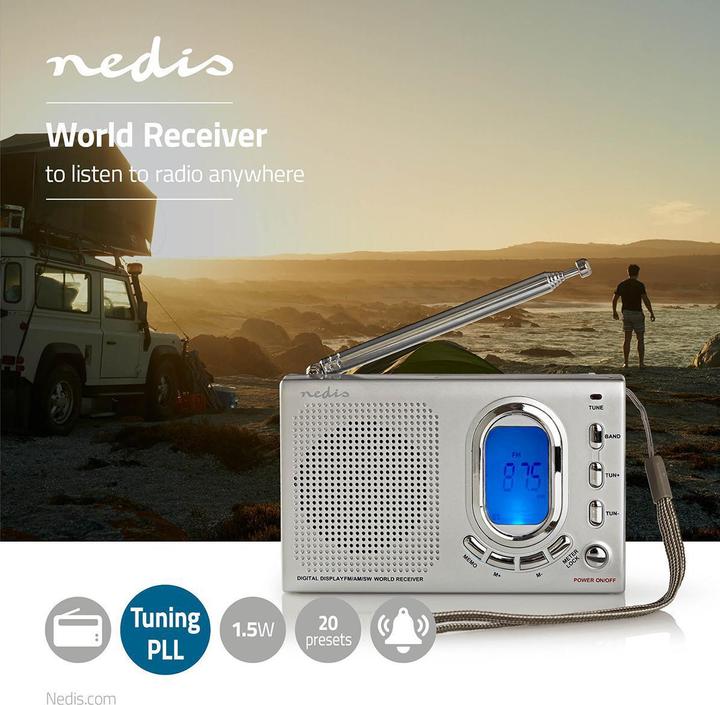 Productafbeelding Nedis Wereldradio | Draagbare versie | AM / FM / SW | Batterijgevoed / netvoeding | Dig (AM, FM, KW)