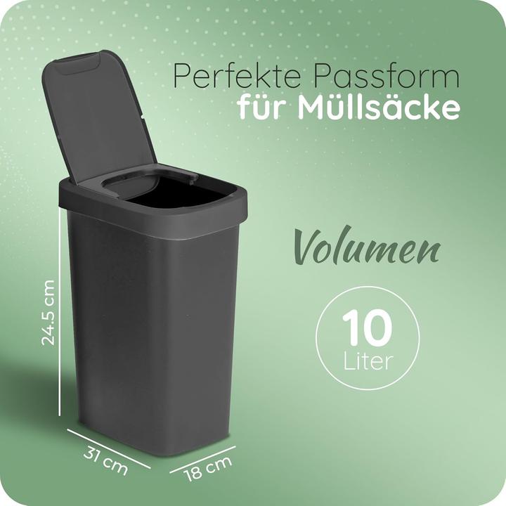 Actual product image Novaliv Mülleimer 10L mit 2in1 Deckel, Klappdeckel & Schwingdeckel, Stilvoller Anti-Geruch Abfalleim (10 l)