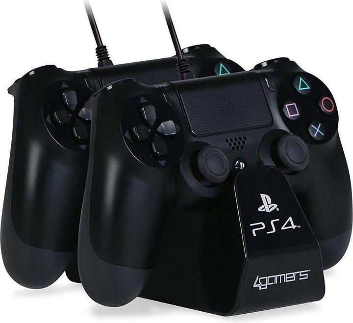 Produktbild 4Gamers Dual Play & Charge Kabel mit Desktop Stand (PS4)