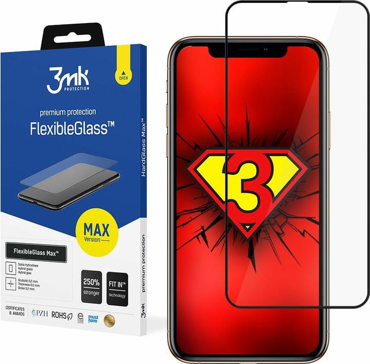 Produktbild 3MK hybrid glass Flexible 2.5D Max for iPhone Xs Max black frame (1 Stück, Apple iPhone XS Max)