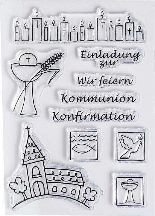 Image du produit Efco Clear set de tampons "Kommunion/Konfirmation", ca. 7,4x10,5cm
