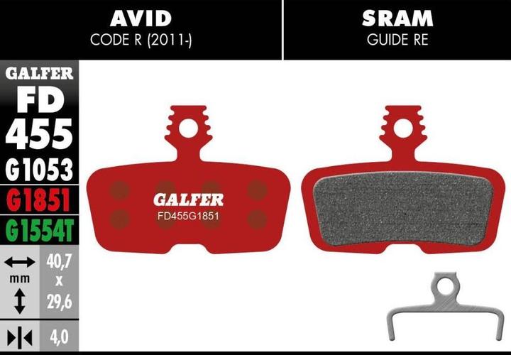 Actual product image Galfer Bike Advanced brake pads (SRAM, Avid, Semi-metallic)