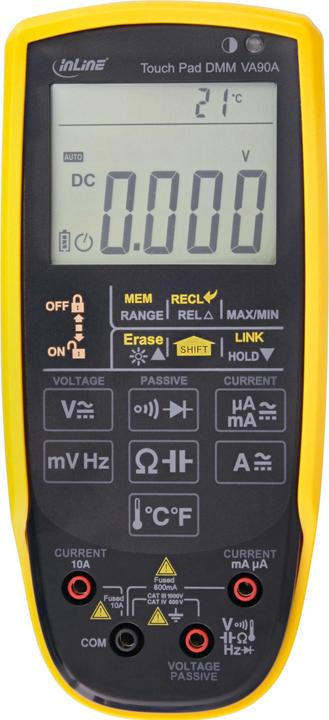 InLine Multimeter with touch pad and illuminated display (CAT III 1000V, CAT IV 600V)