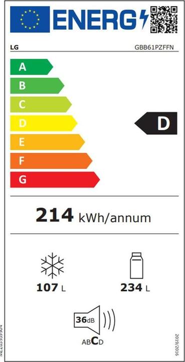 Energie-Label LG GBB61PZFFN (341 l)
