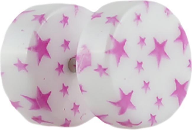 Star Piercing Fake Plug mit Sternen violett (ohne Messing, Acryl)