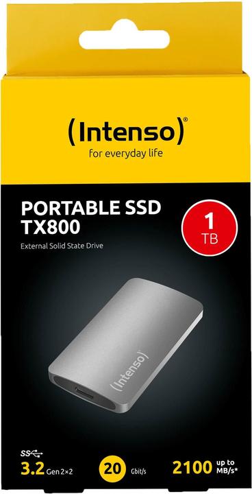 Actual product image Intenso SSD 1.0TB TX800 1.8" USB 3.2 Gen1 Anthracite (1 TB)