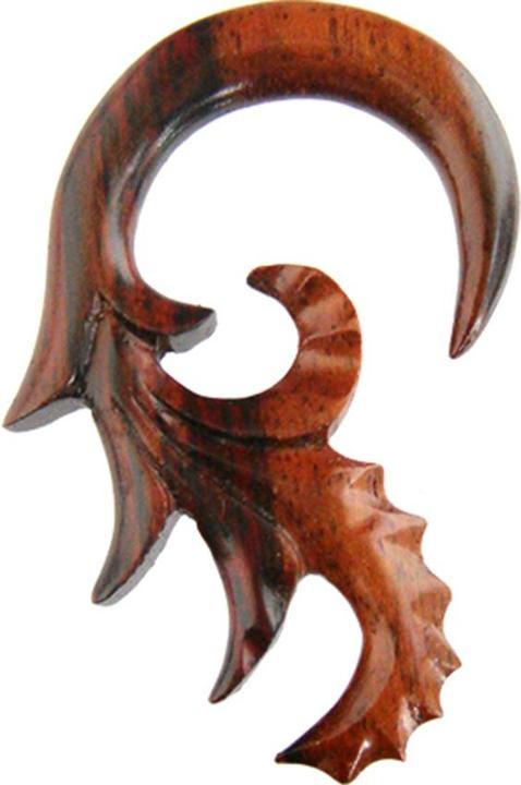 Star Piercing Ohrgewicht Spirale Drachenschwanz aus Narra Holz (ohne Messing, Organisch)