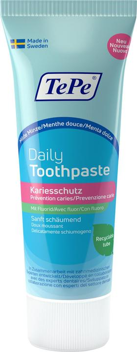 Actual product image TePe Daily Gentle Mint Flavor Daily Toothpaste for Caries Prevention with Age-Appropriate Fluoride L (75 ml)