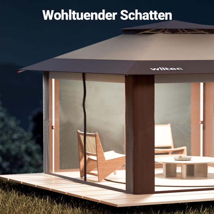 Actual product image Wiltec Folding gazebo mosquito net 4x4m beige garden gazebo party tent pavilion (400 cm, 400 cm)