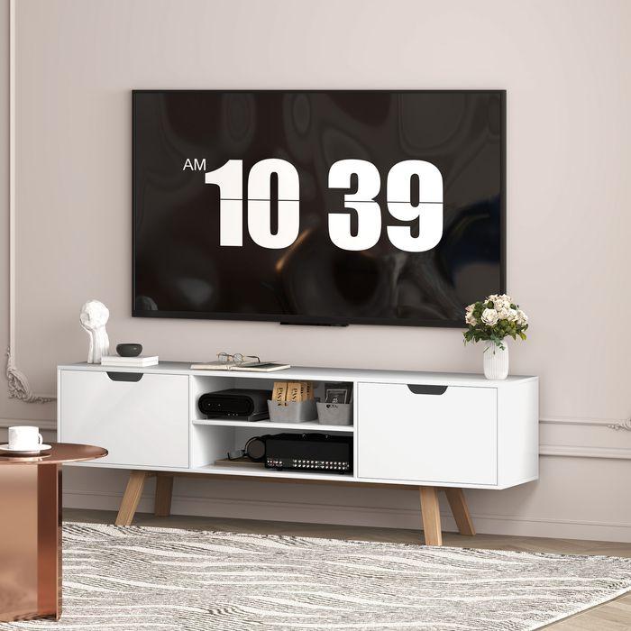 Actual product image Swisshandel24 TV-Schrank, Fernsehtisch für Fernseher bis zu 65 Zoll, Lowboard mit 2 Schränken