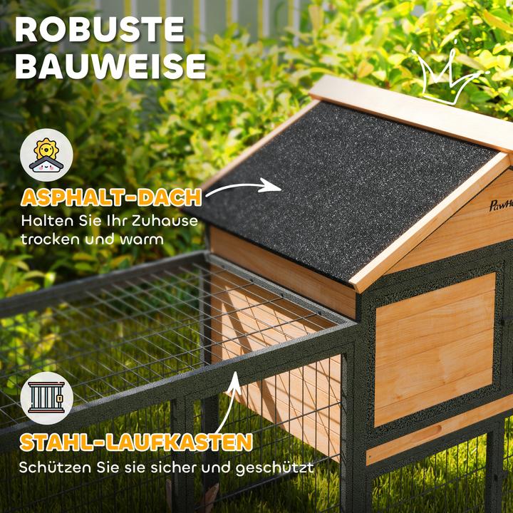 Produktbild PawHut Kaninchenstall Tannenholz, Stahl Gelb