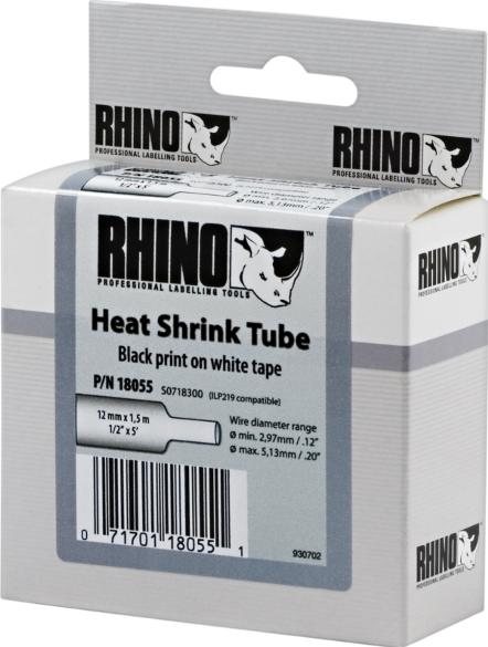 Produktbild Dymo Rhino Heissschrumpfschlauch (1.20 cm, Weiss)