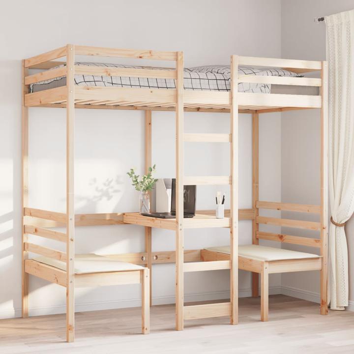Produktbild VidaXL Hochbett mit Schreibtisch & Stühlen (90 x 200 cm)