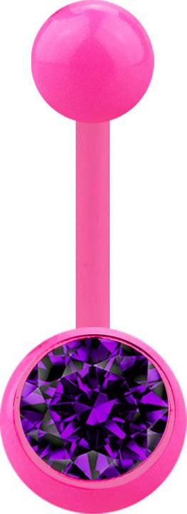 Star Piercing Banane pink mit Kugel und Kugel Kristall violett (Acryl, ohne Messing)