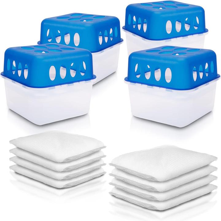 Produktbild BigDean 4x Luftentfeuchter mit 8 x 400g Nachfüll-Beutel Granulat (25 m²)