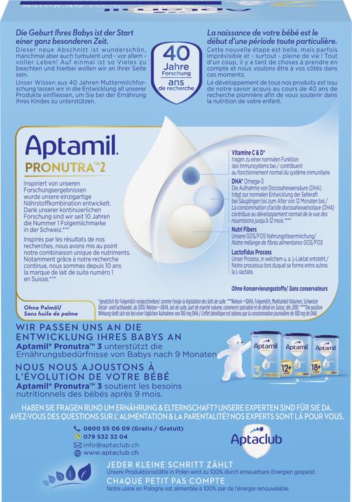 Nährwerte und Zutaten Aptamil Pronutra 2 (1200 g, ab 6 Monaten)