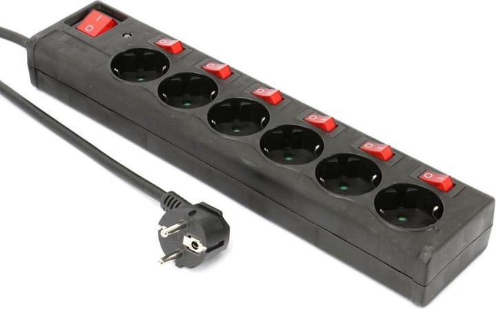 Produktbild Dayhome Steckdosenleiste SLSKU-6/S6S, 6-fach, schwarz, Überspannungsschutz, 3500W, 16A (6 x, CEE 7/3)