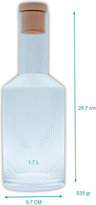 Actual product image Intirilife Glass carafe with golden rim and cork (1.70 l)