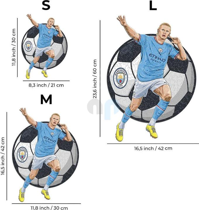 Actual product image Iconic Man City FC - Erling Haaland - Wooden Puzzle Size M (270 pieces) (270 pieces)