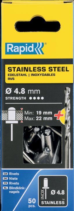 Produktbild Rapid Edelstahl Blindniete Ø 4,8 x 25 mm