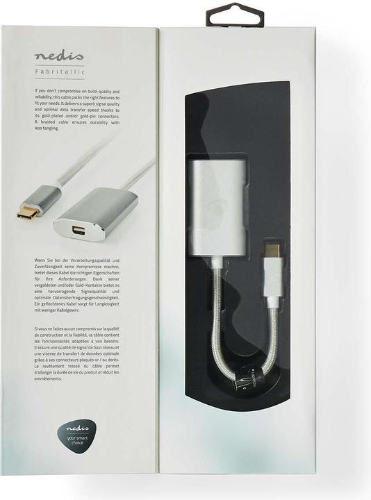 Actual product image Nedis USB adapter USB 3.2 Gen 1 USB-CT male Mini DisplayPort female Power delivery 0.20 m round Ve (USB-C, Mini DP, 20 cm)